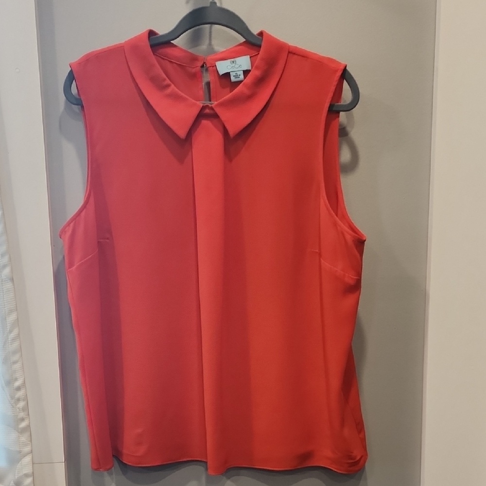 CeCe Vibrant Red Sleeveless Blouse
